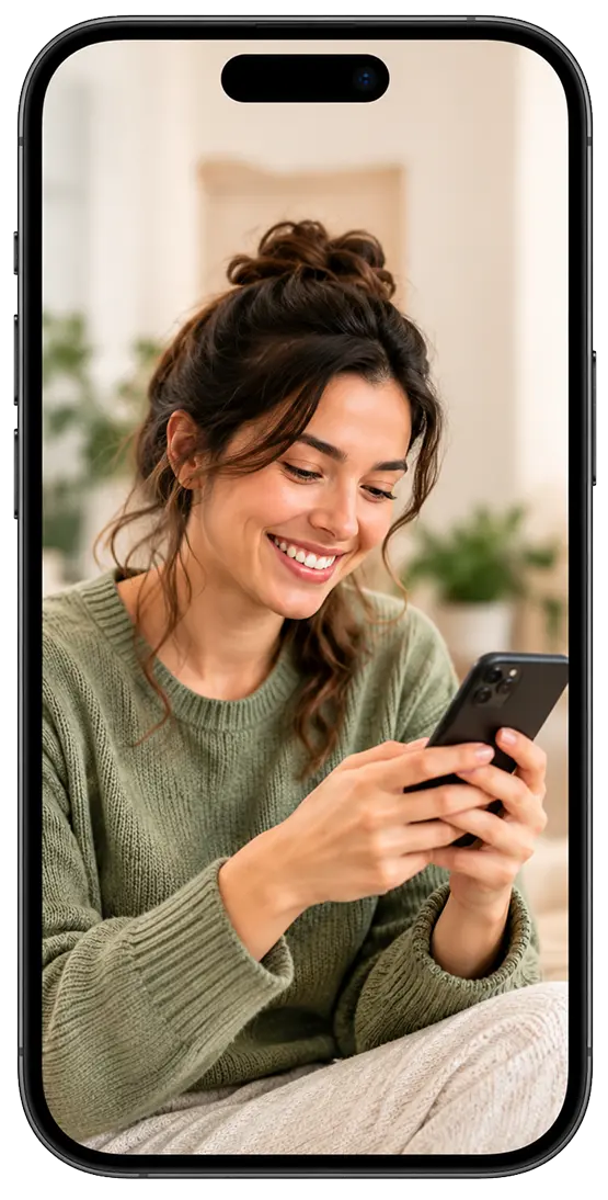 Patient checking in on her care from her phone