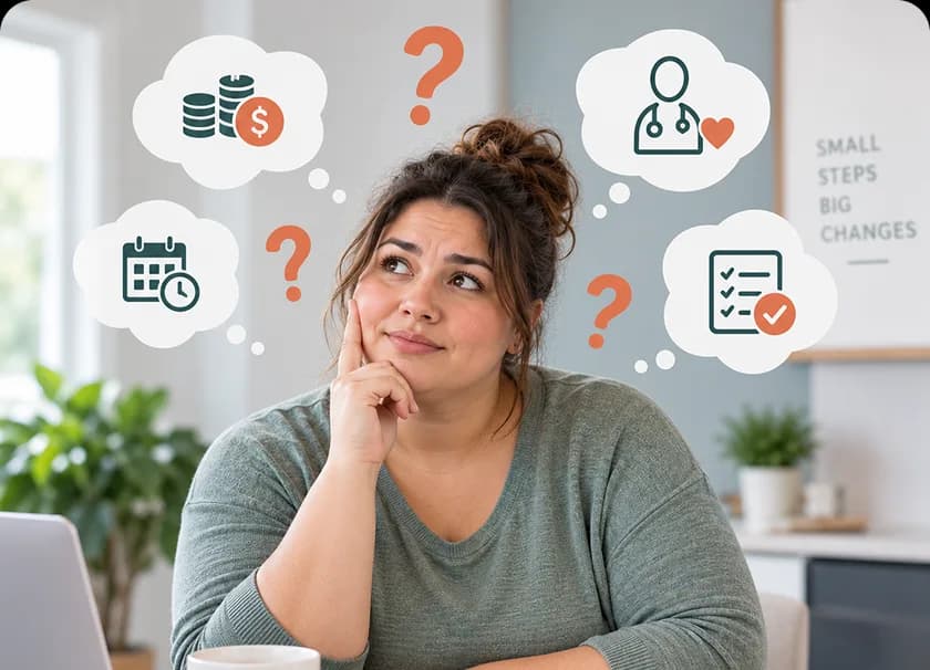 Person considering plan options, timing, and care